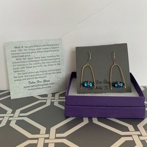 Lake Tahoe Fire Glass Earrings 14k GF Wires